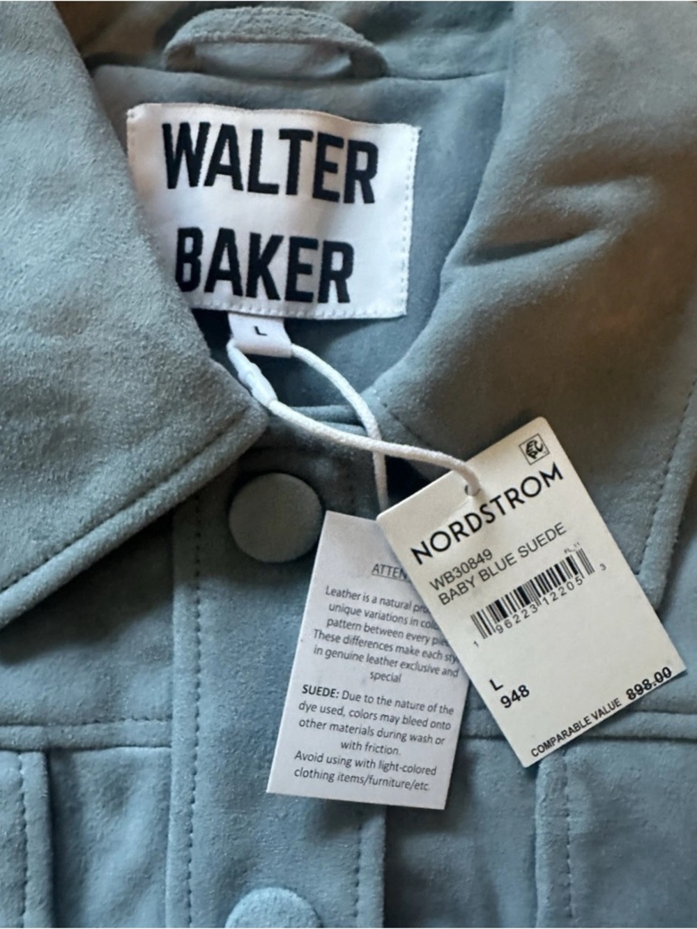 Walter Baker Kacey Suede Jacket Women's Baby Blue NWT $898 Sz Large - Picture 3 of 15